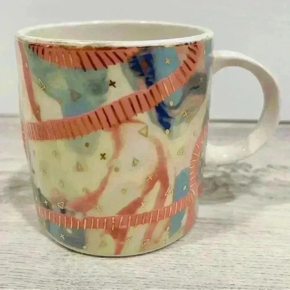 Ruby Pilven Anthropologie Ballarat Mug Gold Pink Ceramic 15oz Coffee Cup - Picture 6 of 6